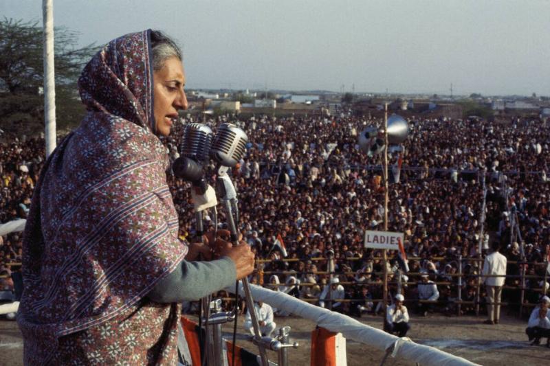 Prime Minister Indira Gandhi Addressing a Crowd