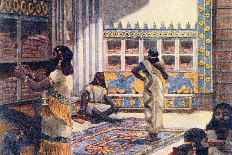 The famous library of Ashurbanipal in the royal palace at Nineveh
