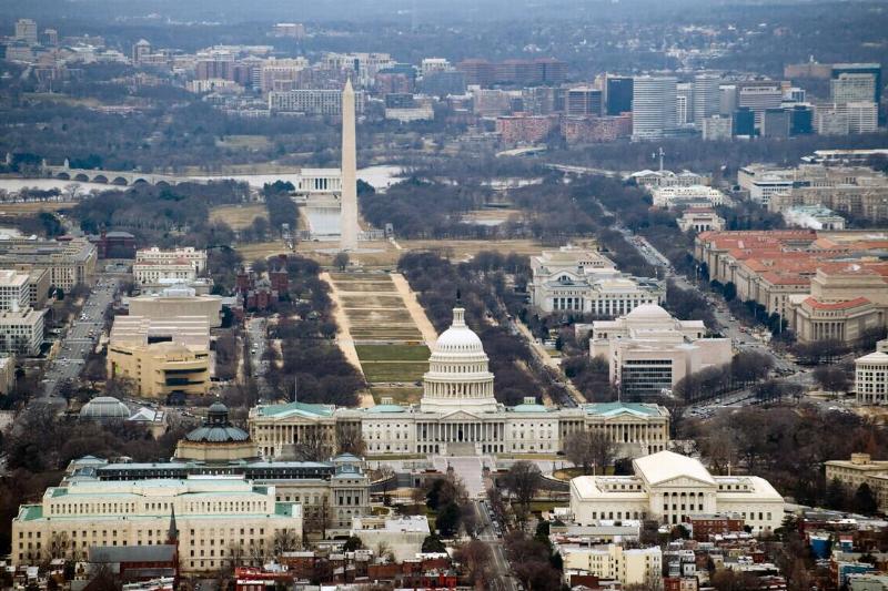 The skyline of Washington, DC, including