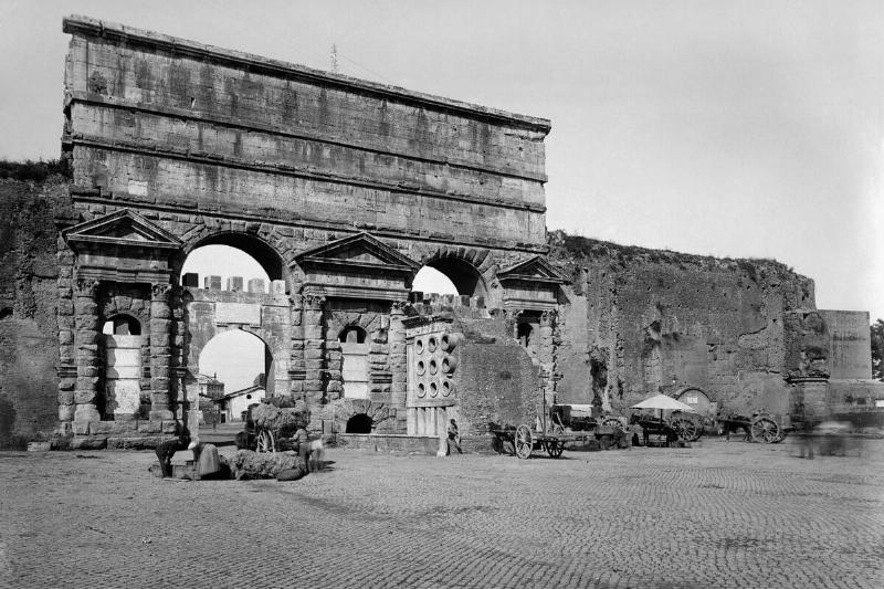View of Marco Virgilio Eurisace's tomb at Porta Maggiore in Rome