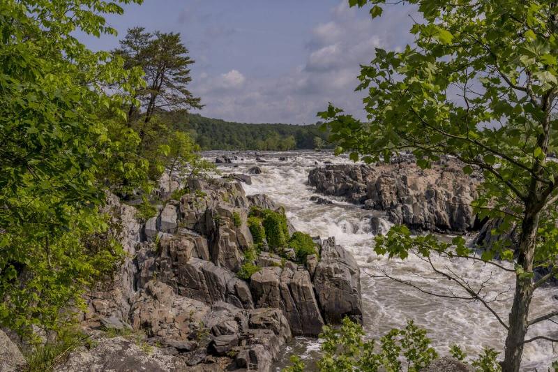 View of the Great Falls from an observation plattform along...