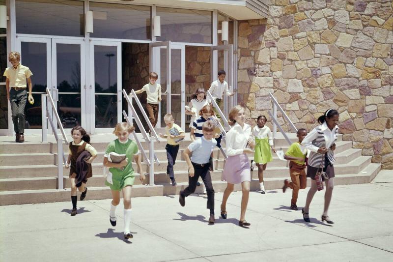 1960s 1970s Group Of Schoolchildren