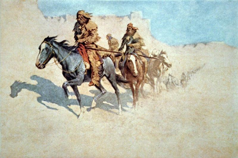 Jedediah Smith's party crossing the burning Mojave Desert.