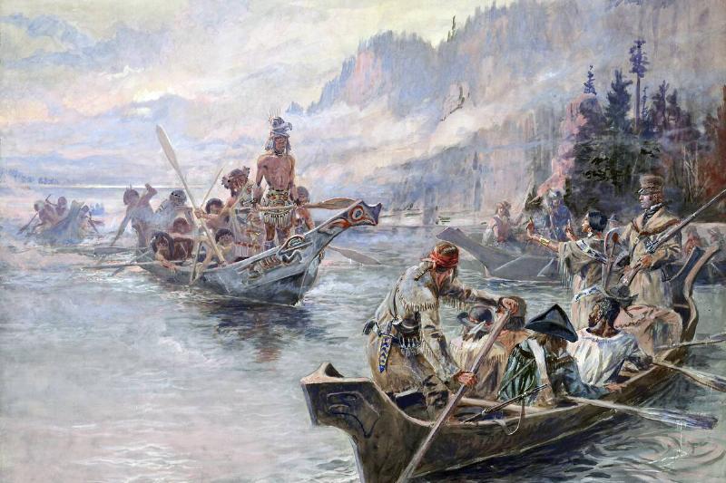 Painting of the Lewis and Clark expedition. 