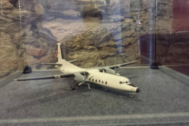 A model of the Fairchild Hiller FH 227-10 that crashed. 