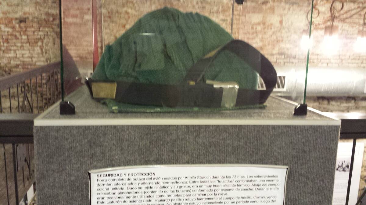 Seat liner and seatbelt that were used to protect from the cold and immobilize Adolfo Strauch's injuries. 
