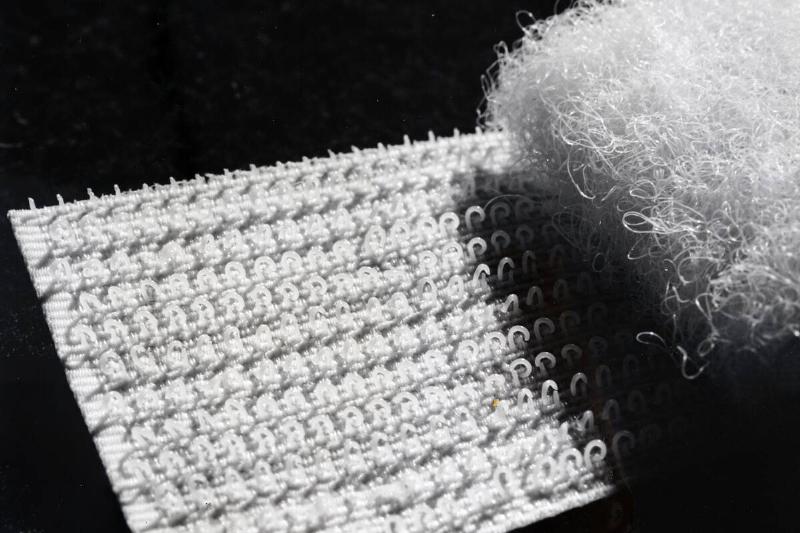 A close-up view of a hook-and-loop fastener.