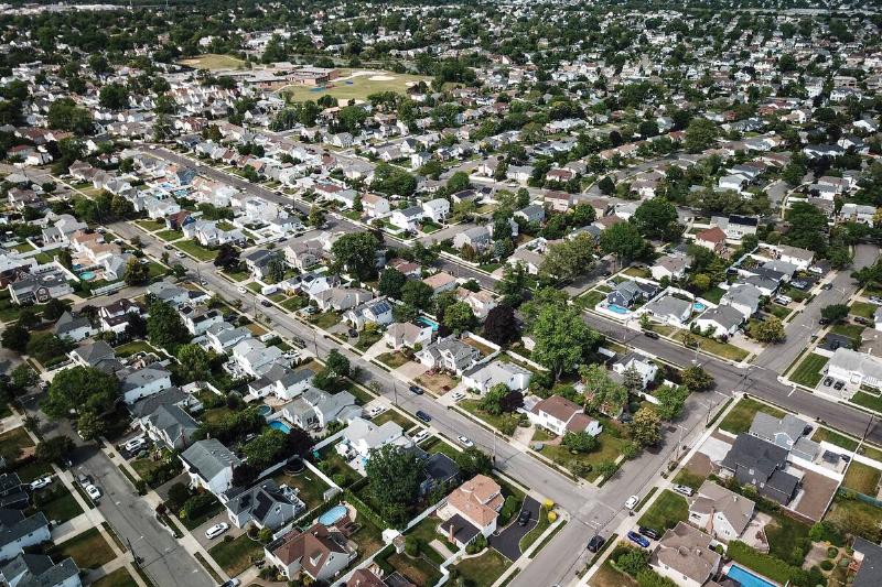 Aerial view of homes in Merrick, New York