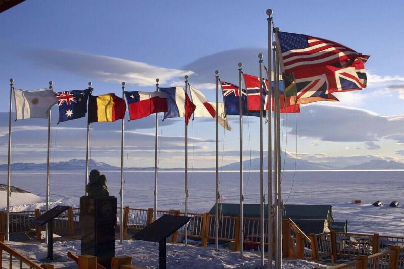 Antarctic Treaty Flags Fly At McMurdo Station