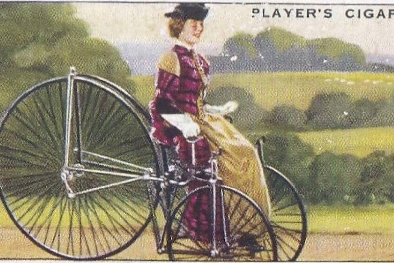 Collectible cigarette card, Singer Tricycle, Cycling series, 1939
