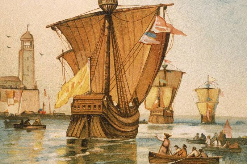 Columbus Fleet Sets Sail From Spain, 1492
