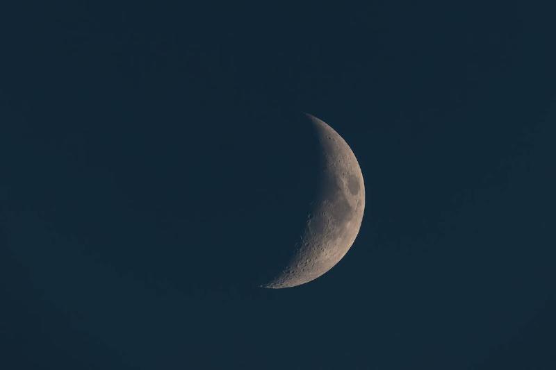 Waxing crescent moon. 