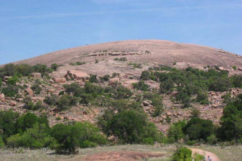 Enchanted Rock as viewed from the trail leading to the summit.