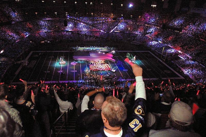 Fans participate during the pre-game program 03 Fe