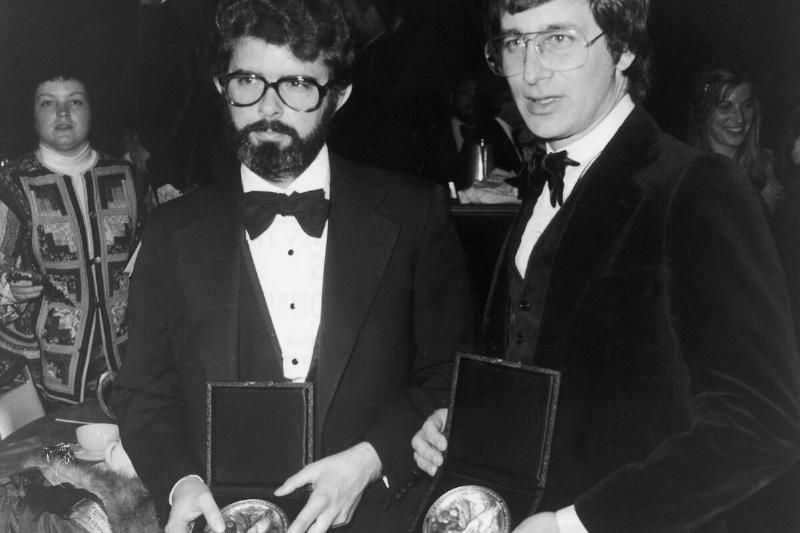 Lucas And Spielberg With Best Director Nomination Placques