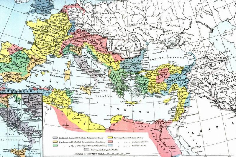 Map showing the Roman empire at its largest