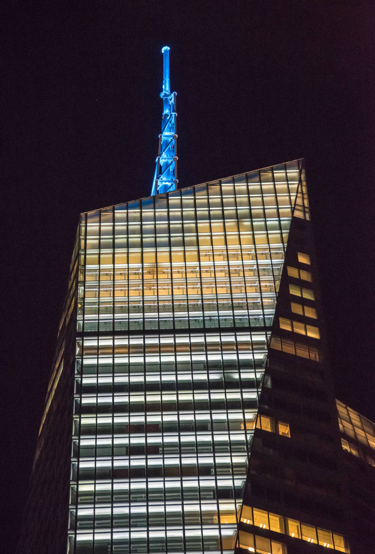 New York landmarks: Bank of America Tower lit beautifully at...