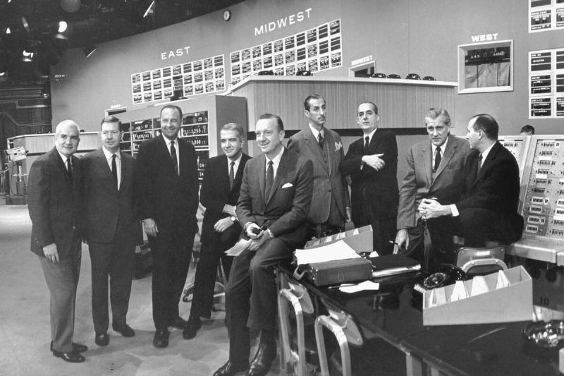 Newscasters In Studio;Cronkite,Traub,Sev
