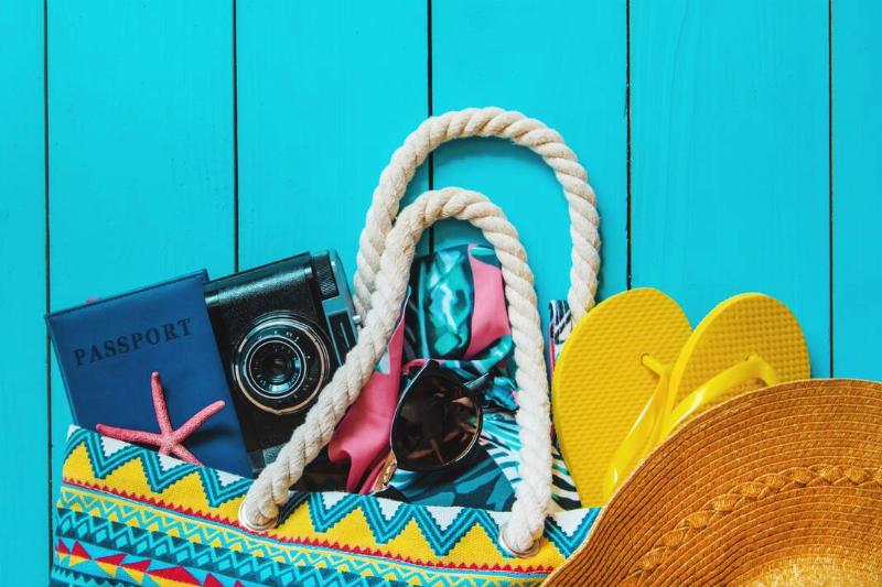 Items in bag for sailing trip. 