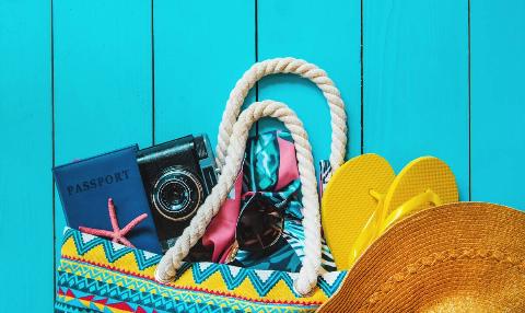 Items in bag for sailing trip. 