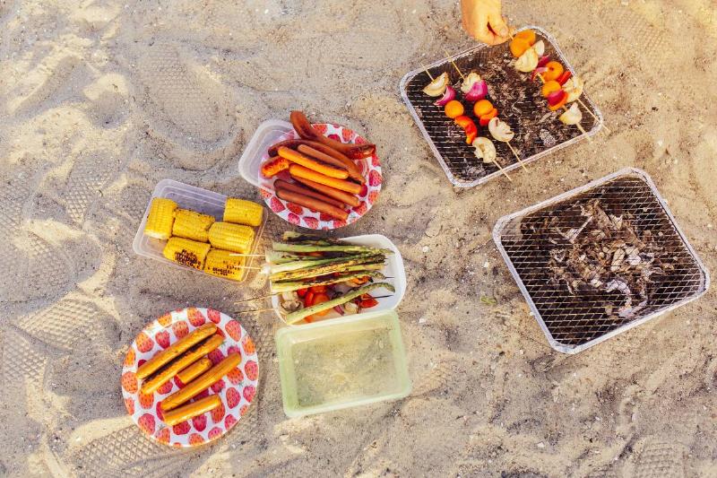 Food on the beach. 