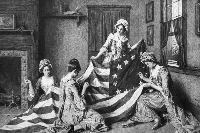 Painting of Betsy Ross with American Flag