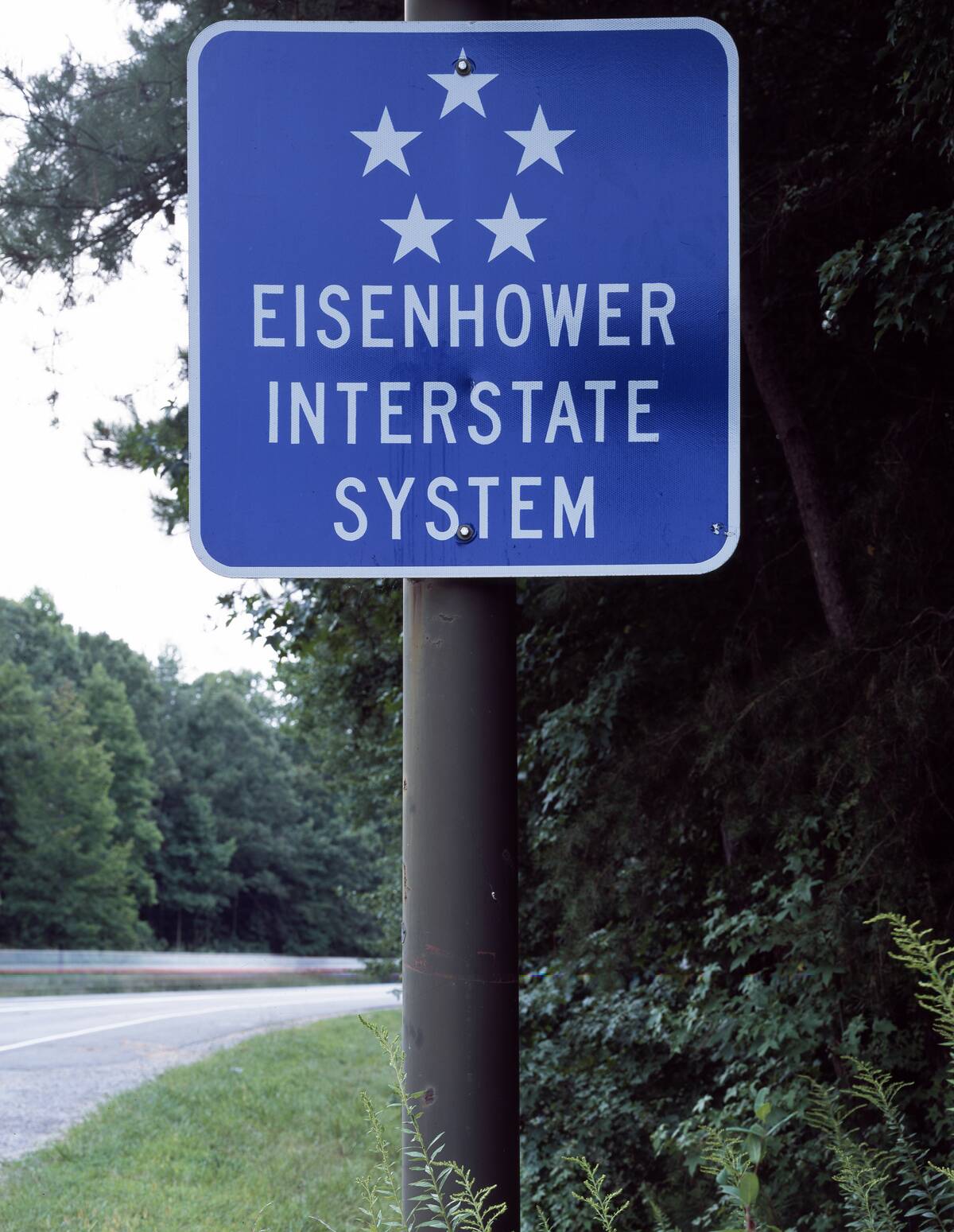 Sign for the Interstate Highway System, saluting President Dwight Eisenhower, who initiated the syst