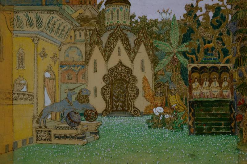 Stage design for the opera The Legend of the Invisible City of Kitezh and the Maiden Fevronia by N. Rimsky-Korsakov, 1907. Artist: Vasnetsov, Appolinari Mikhaylovich (1856-1933)