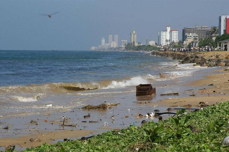 The sea front of Colombo is seen in this