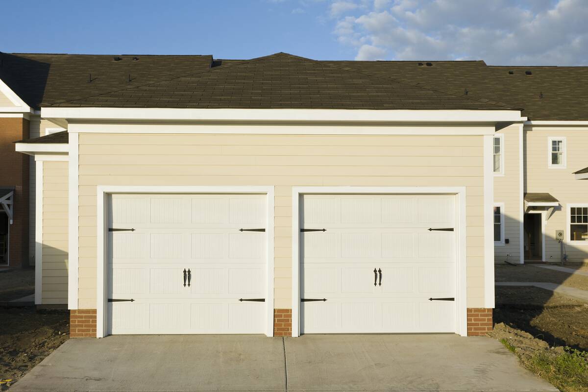 Swing-out garage doors.