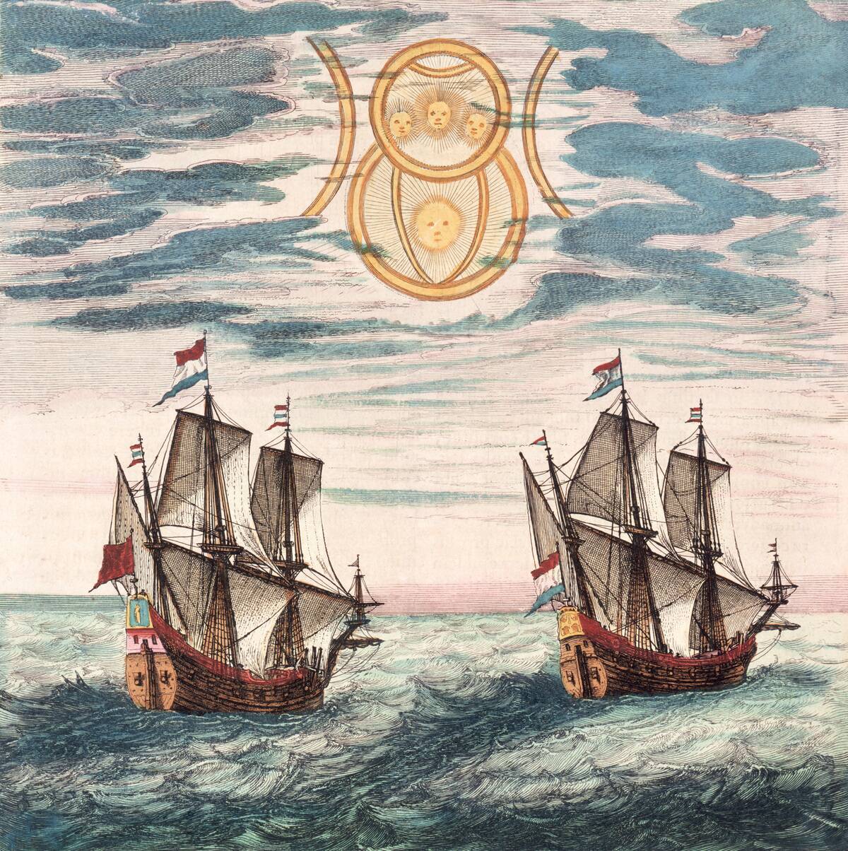 Two Dutch Ships At Sea