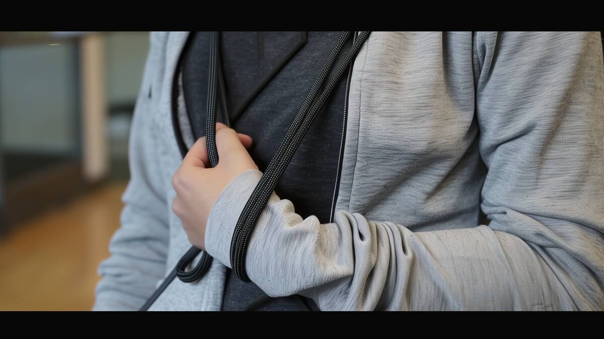 Paracord used as sling for injured arm.