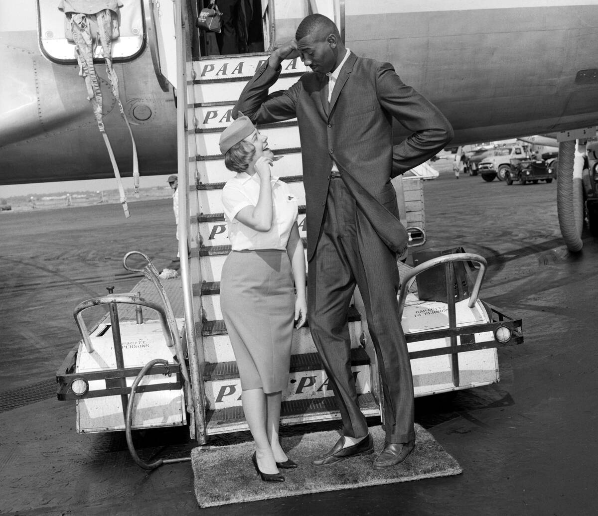 Wilt Chamberlain with Flight Attendant