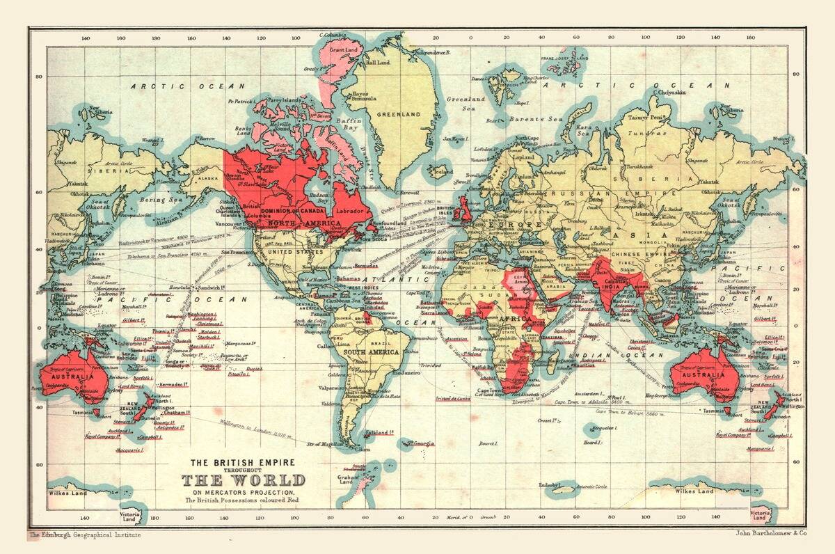 World Map Showing The British Empire