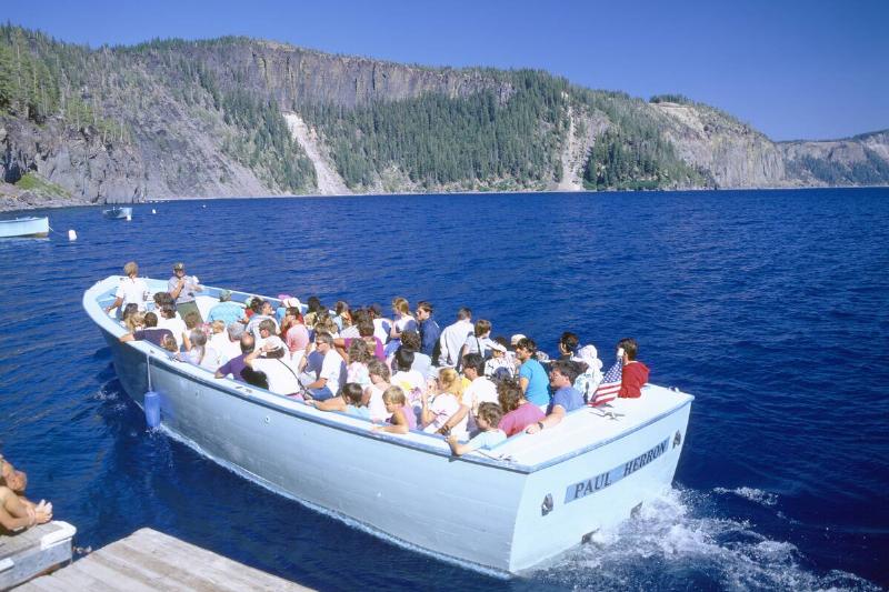 Tour boat on Crater Lake, Oregon.