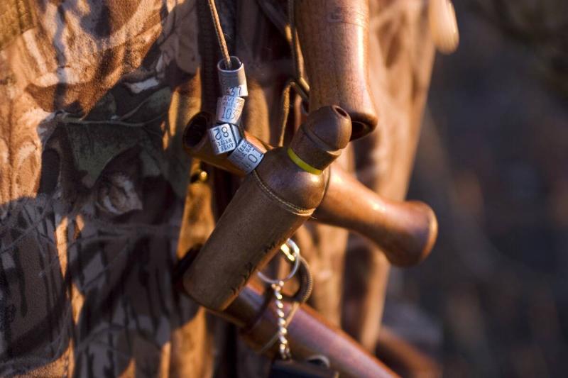 Various types of ducks calls.