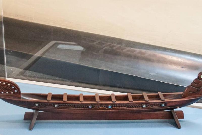 A model of a Maori boat in the Vatican Museums. 