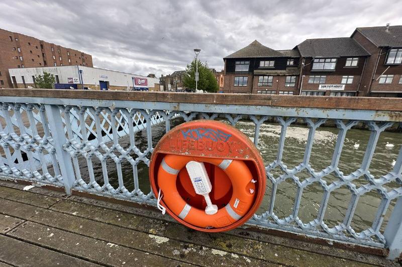 Orange life ring buoy.