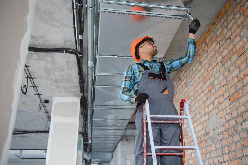 Man reaching the right amount on a ladder.