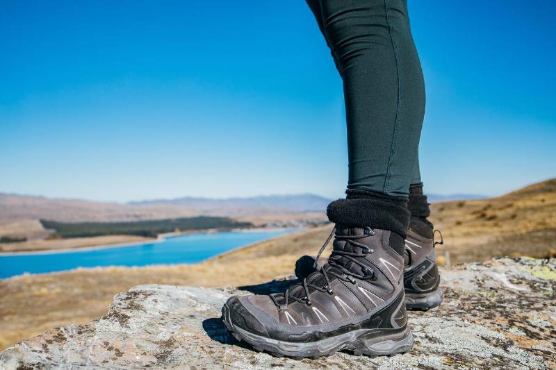 Hiking boots close up. 