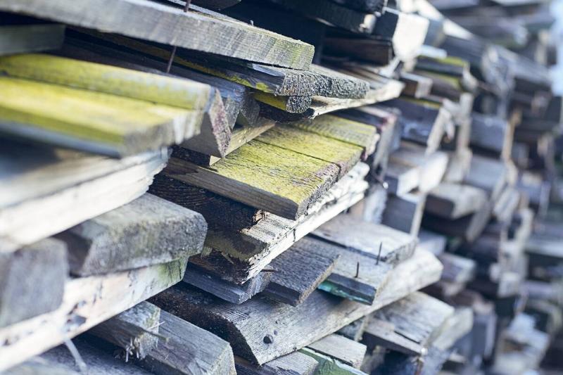 Stack of painted wood.