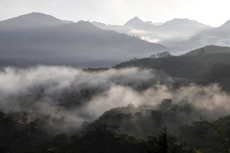 Foggy landscape in Vilcabamba, Ecuador.