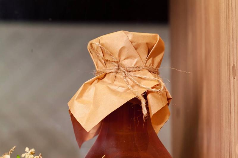 Coffee filter used to cover top of glass.