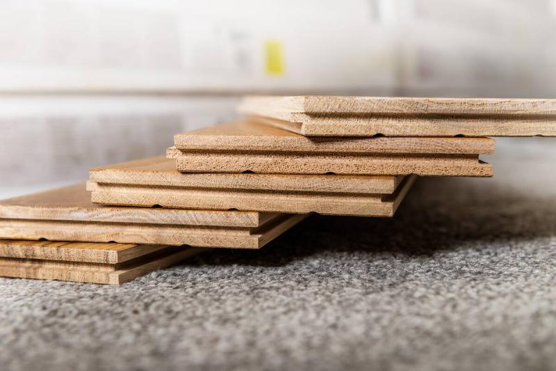 Stack of plywood boards.