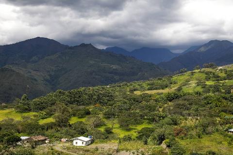 Houses and landscape near Vilcabamba, Ecuador.