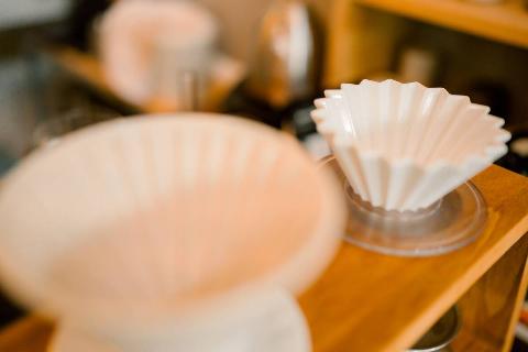 Coffee filters on a counter.