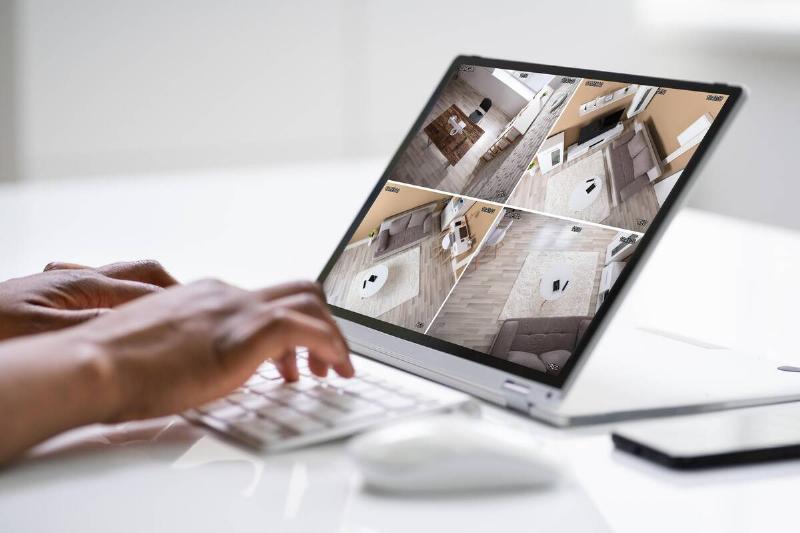 Security camera footage on a computer.