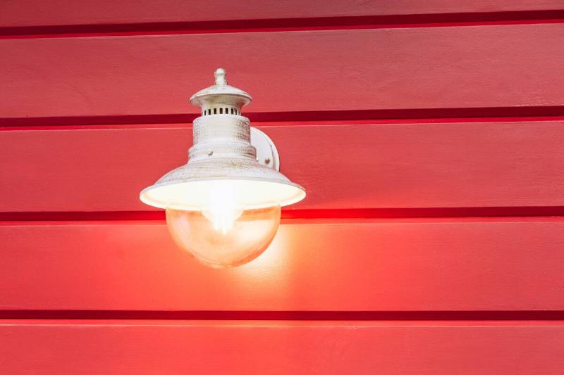 Downward-facing outdoor light fixture.