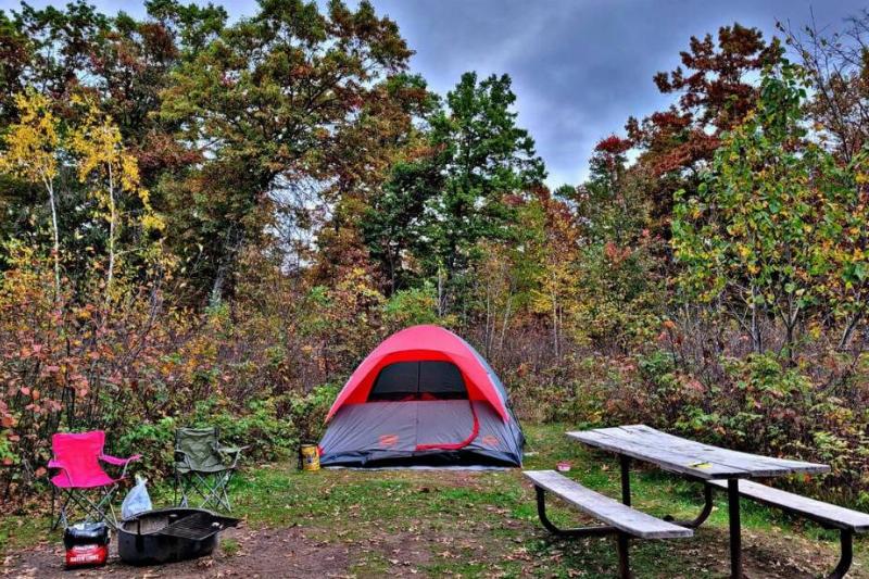 Fall foliage and camping at st croix state park.