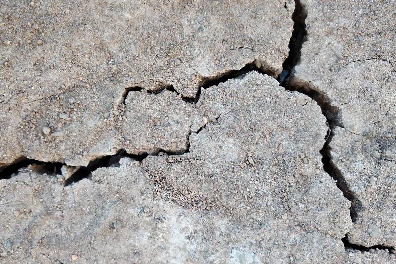 Cracks in a foundation.